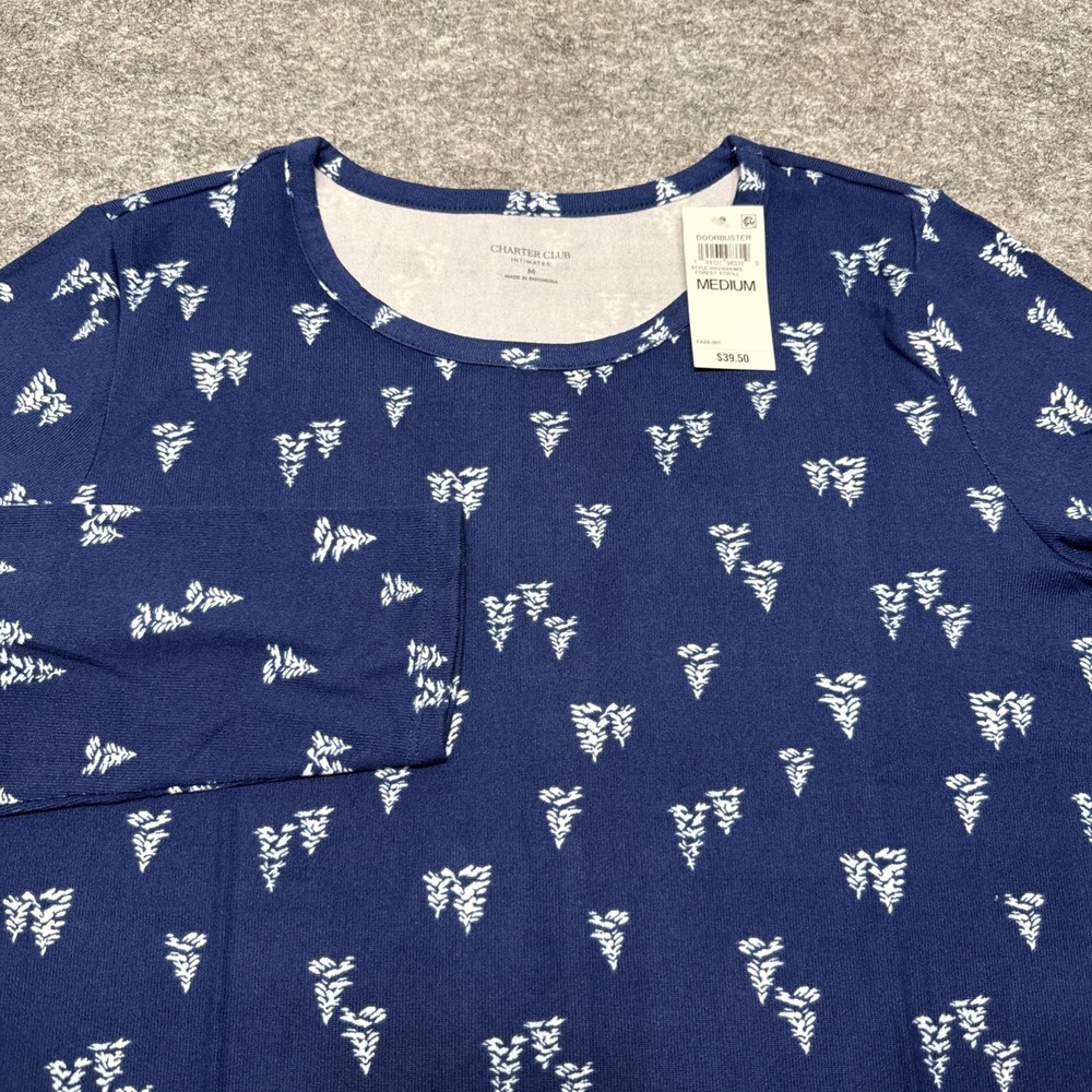 NEW Charter Club night gown sleep dress women's medium navy forest pine trees
